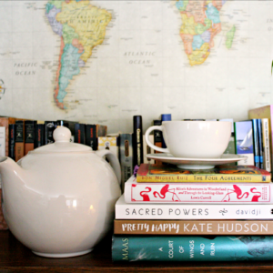 tea, books, map, Spring
